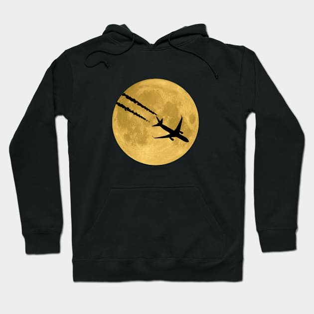 Airplane over the moon Hoodie by Andreeastore  